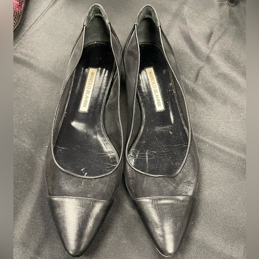 Manolo Blahnik Black Pointed flats Size 37 1/2